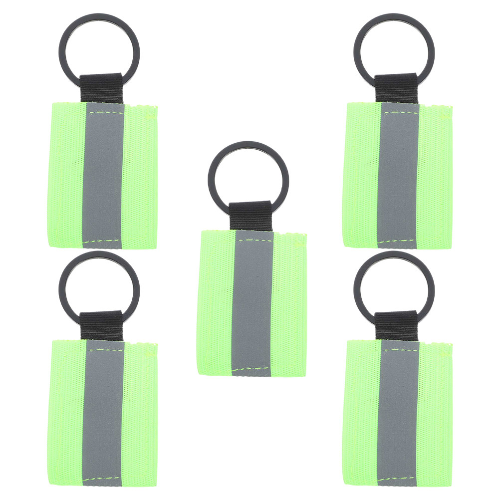 Running Visibility Gear - 5pcs Double-Sided Reflective Keychain Tags for