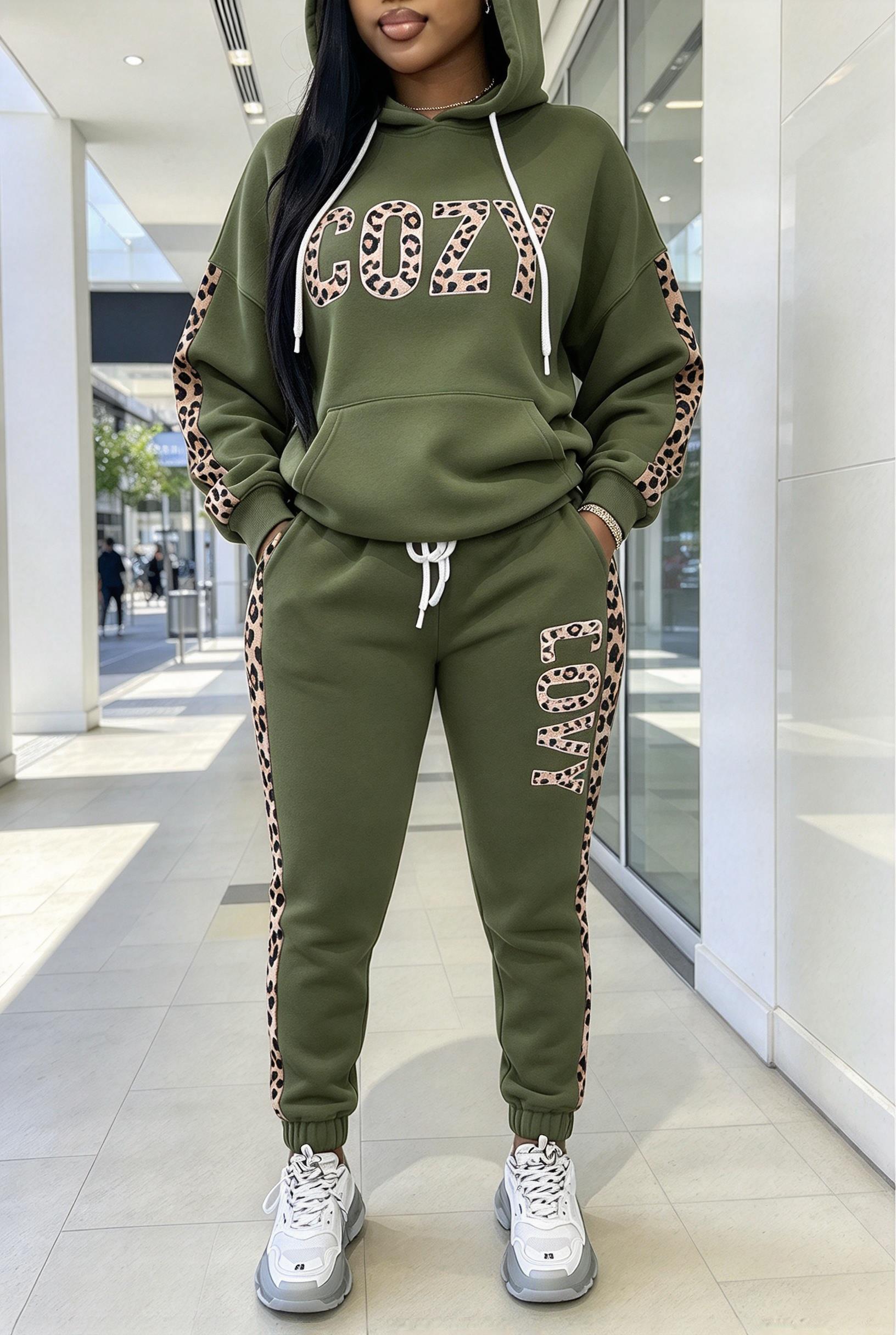 Women Letter Leopard Spliced H - Joggers Pants recension och pris